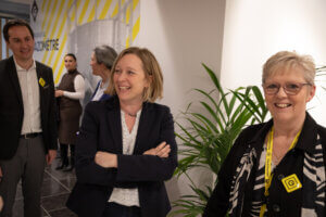 Sylvain Uystpruyst, Bénédicte Linard et Pascale Vanderpère lors de l'inauguration du Gazomètre le 24 mars 2024© Chiavetta